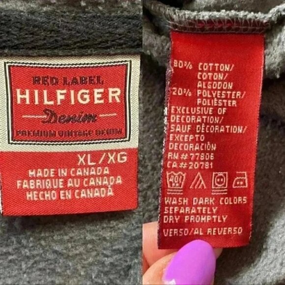Tommy Hilfiger Sweatshirt Hoodie Pullover Red Label Premium Vintage Grey Size XL - Picture 11 of 16